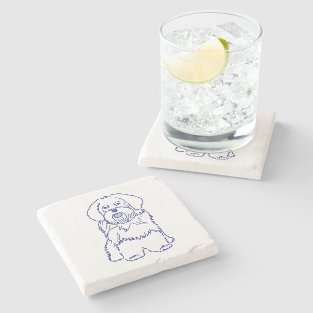 Havanese dog breed stone coaster (Side)