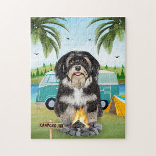 Havanese Dog Camping Jigsaw Puzzle
