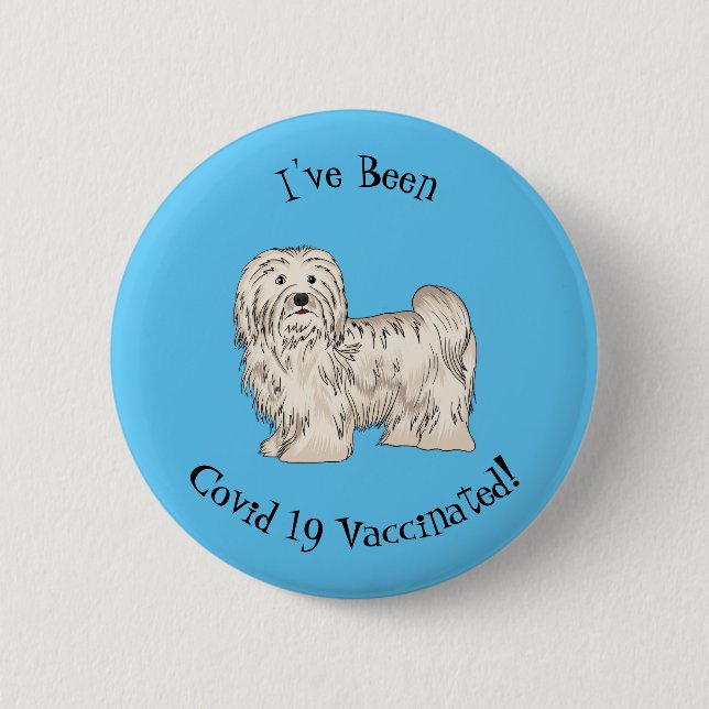 Havanese dog cartoon illustration 6 cm round badge (Front)