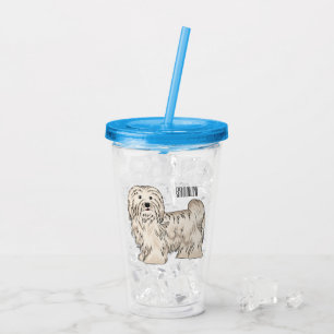Havanese dog cartoon illustration acrylic tumbler