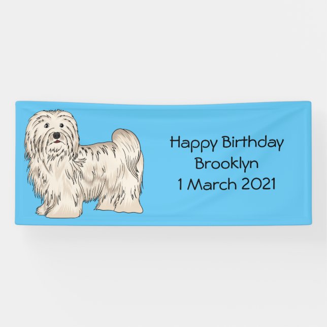 Havanese dog cartoon illustration banner (Horizontal)