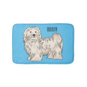 Havanese dog cartoon illustration bath mat