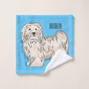 Havanese dog cartoon illustration bath towel set