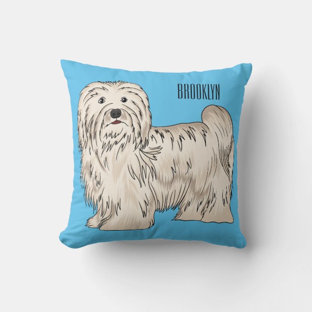 Havanese dog cartoon illustration cushion (Front)
