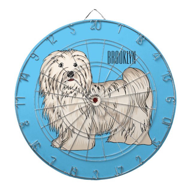 Havanese dog cartoon illustration dartboard (Front)
