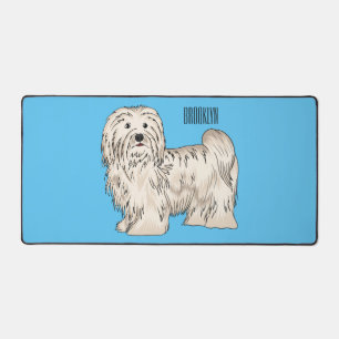 Havanese dog cartoon illustration desk mat