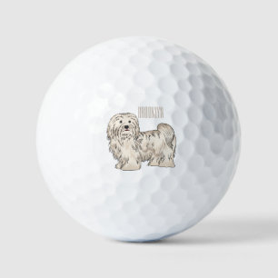 Havanese dog cartoon illustration golf balls
