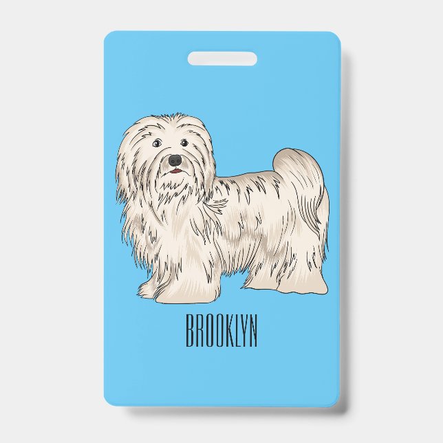Havanese dog cartoon illustration ID badge (Front)