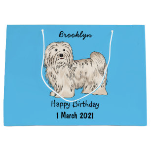 Havanese dog cartoon illustration large gift bag