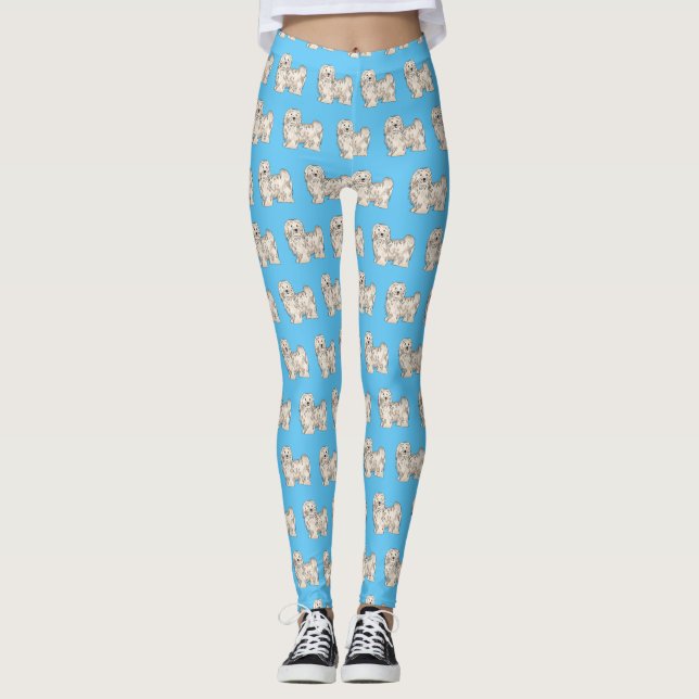 Havanese dog cartoon illustration leggings (Front)