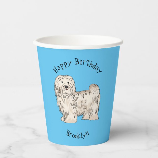 Havanese dog cartoon illustration paper cups (Front)