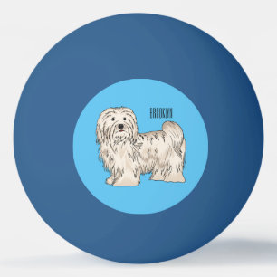 Havanese dog cartoon illustration  ping pong ball