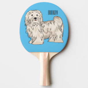Havanese dog cartoon illustration ping pong paddle