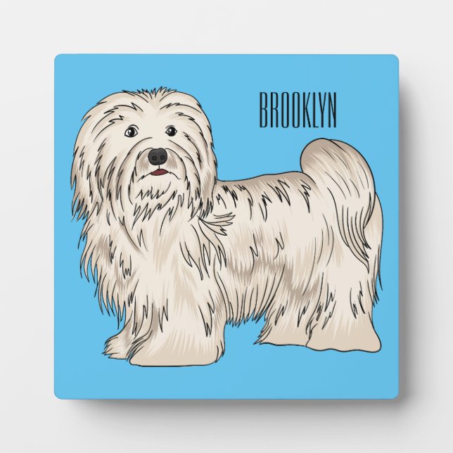 Havanese dog cartoon illustration plaque (Front)