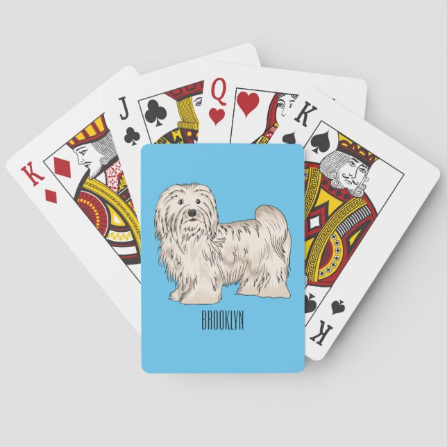 Havanese dog cartoon illustration playing cards (Back)