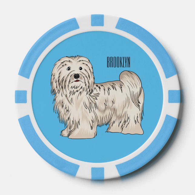 Havanese dog cartoon illustration poker chips (Front)