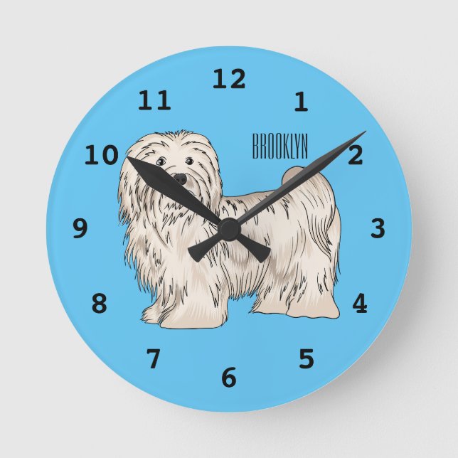 Havanese dog cartoon illustration round clock (Front)