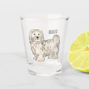 Havanese dog cartoon illustration shot glass