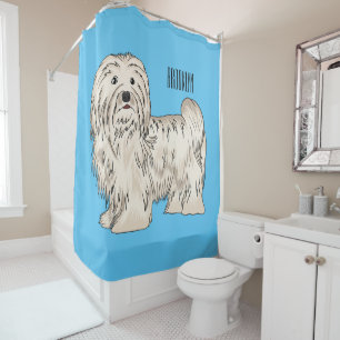 Havanese dog cartoon illustration shower curtain