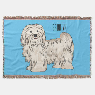 Havanese dog cartoon illustration throw blanket