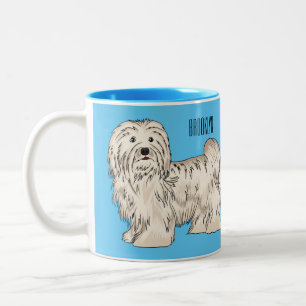 Havanese dog cartoon illustration Two-Tone coffee mug
