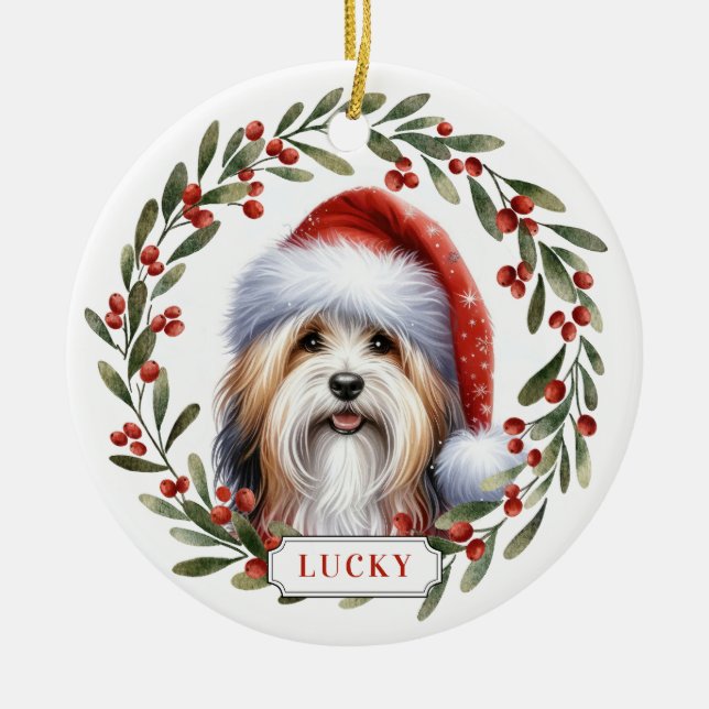 Havanese Dog Ceramic Circle Ornament (Front)