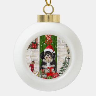 Havanese Dog Christmas Ceramic Ball Christmas Ornament