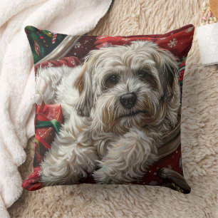 Havanese Dog Christmas Festive Cushion