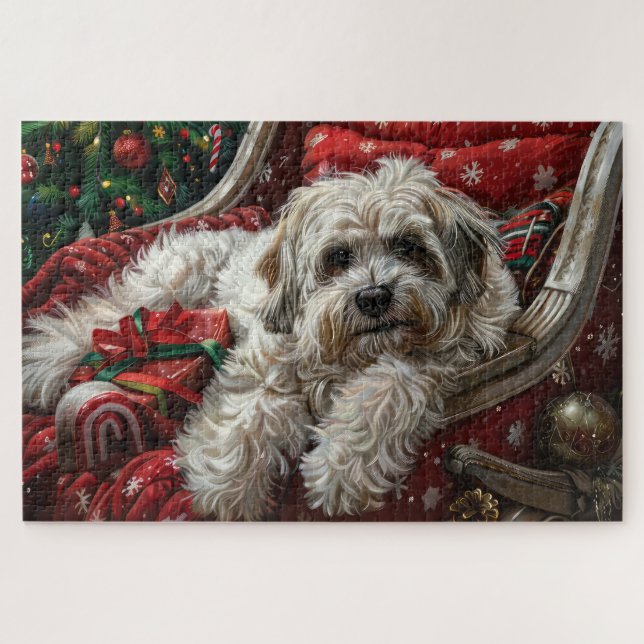 Havanese Dog Christmas Festive Jigsaw Puzzle (Horizontal)