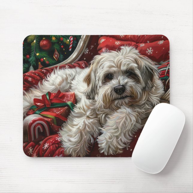 Havanese Dog Christmas Festive Mouse Pad (With Mouse)
