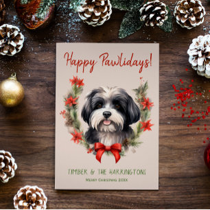 Havanese Dog Christmas Happy Pawlidays Howlidays Holiday Card