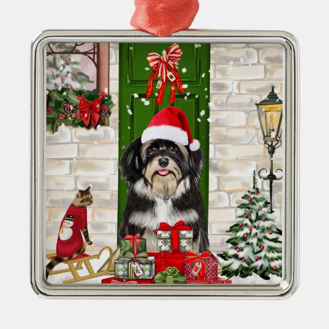 Havanese Dog Christmas   Metal Ornament (Front)