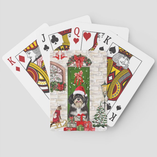 Havanese Dog Christmas   Playing Cards (Back)