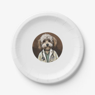 Havanese Dog Doctor Paper Plate