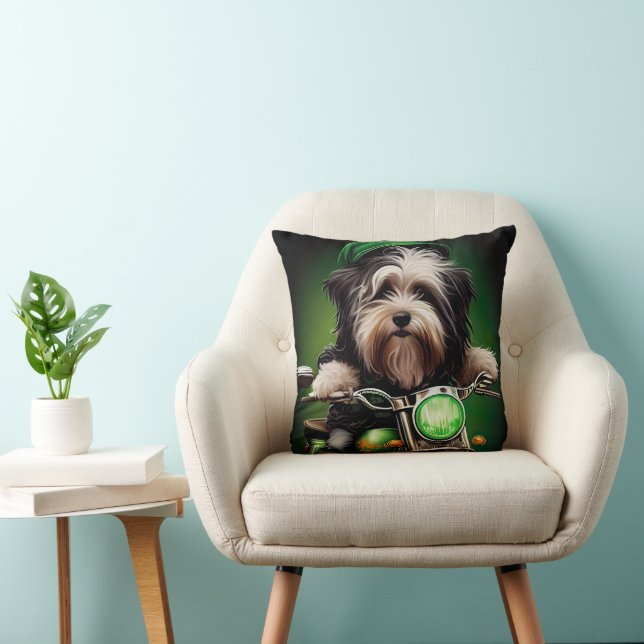 Havanese Dog Driving Bike St. Patrick's Day Cushion (Chair)
