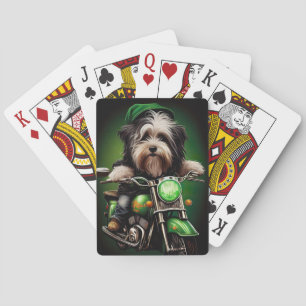 Havanese Dog Driving Bike St. Patrick's Day Playing Cards