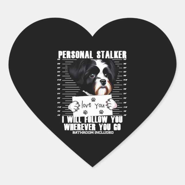 Havanese Dog Funny Stalker Cartoon Heart Sticker (Front)