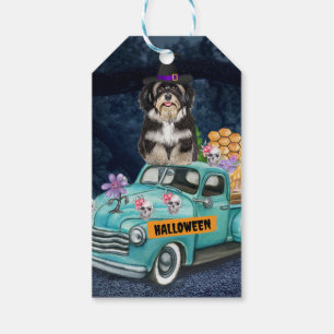 Havanese Dog Halloween Truck Scary Night Gift Tags