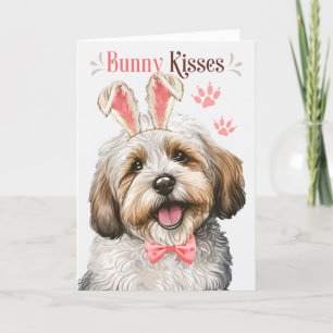 Havanese Dog in Bunny Ears for Easter Holiday Card