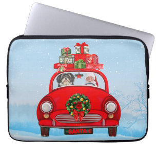 Havanese Dog In Car With Santa Claus Laptop Sleeve