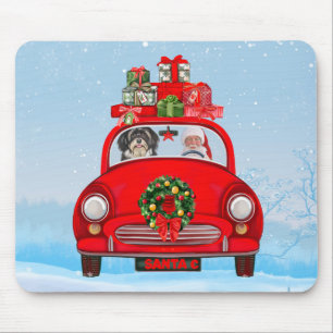 Havanese Dog In Car With Santa Claus Mouse Pad