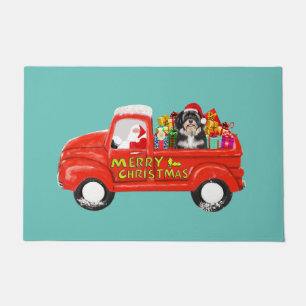 Havanese Dog in Christmas Delivery Truck Doormat