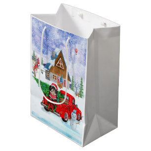 Havanese Dog In Christmas Delivery Truck Snow Medium Gift Bag