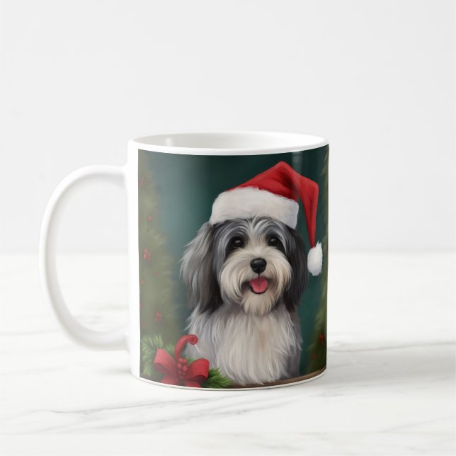 Havanese Dog in Snow Christmas Coffee Mug (Left)