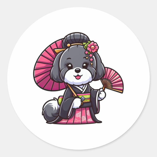 Havanese Dog Kimono   Classic Round Sticker (Front)