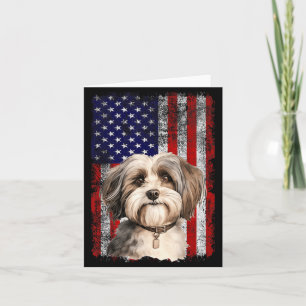 Havanese Dog Lover US Flag 4th of July Patriotic Card