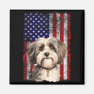 Havanese Dog Lover US Flag 4th of July Patriotic Magnet