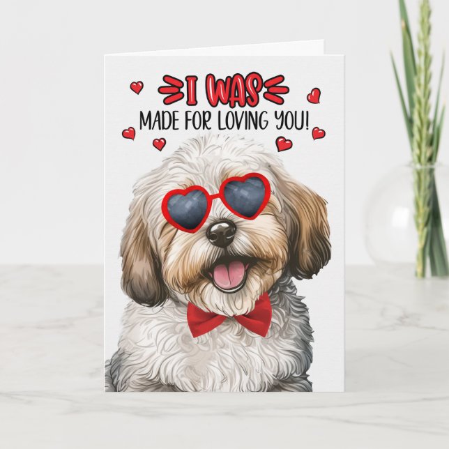 Havanese Dog Made for Loving You Valentine Holiday Card (Front)