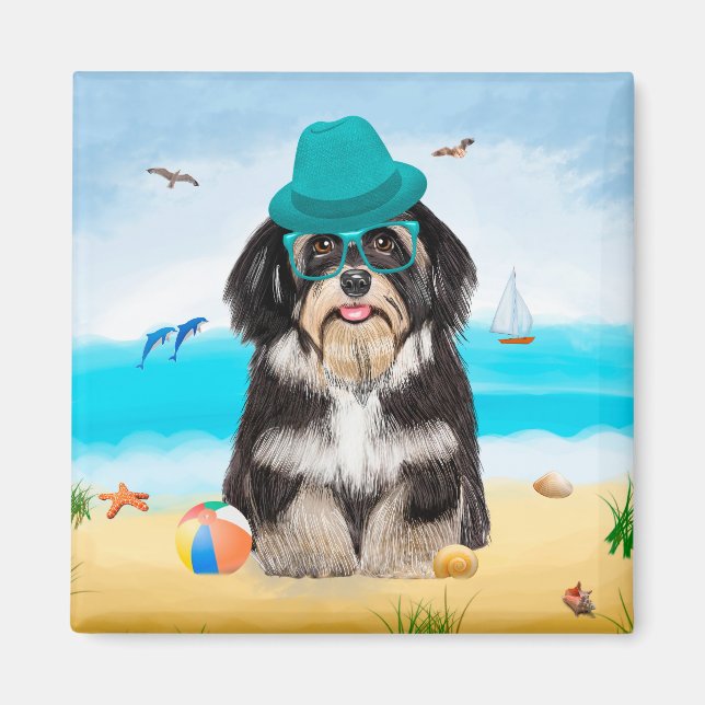 Havanese Dog on Beach Magnet (Front)