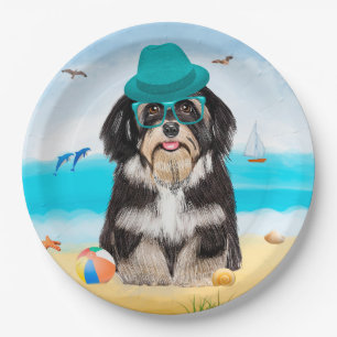 Havanese Dog on Beach Paper Plate